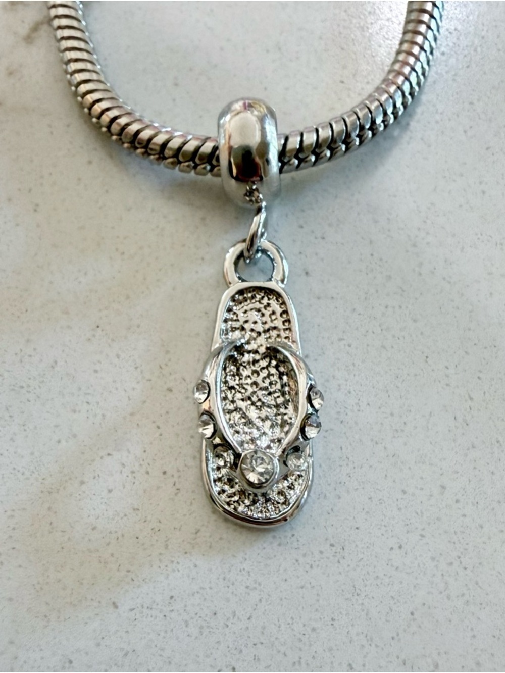 2/$18 Silver Rhinestones Flip Flop  Sandal Charm - mix and match - all charms